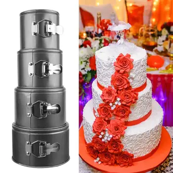 

4pcs Carbon Steel Baking Pans Round Shape Metal Non-Stick Cake Mold with Buckle Cake Baking Dish Bakeware Cake Tools