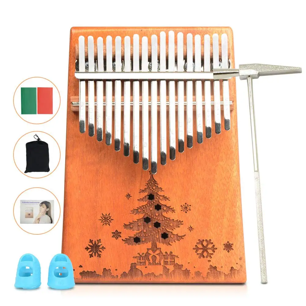 

17 Key Kalimba Thumb Piano Solid Mahogany Wood Body Keyboard Instrument (Wood(Tree))
