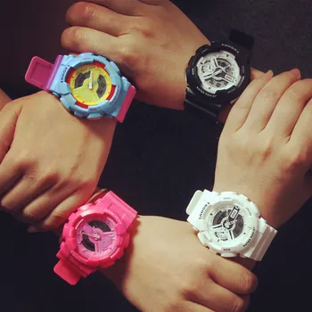 

SHHORS Double Time Motion Large Dial Fluorescent Color Neutral Digital Watch Sport Couple Candy Colors Watch Men Women Watches