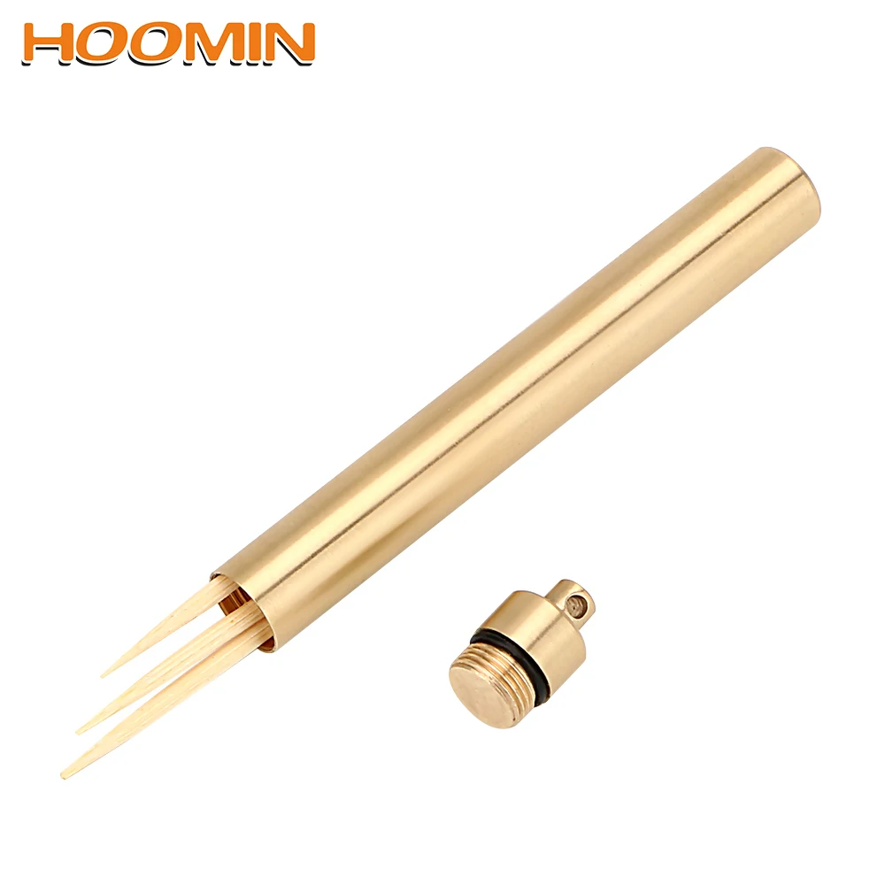 

HOOMIN Seal Bottle Pocket Toothpick Holder Titanium Alloy Waterproof Portable Eco-Friendly Toothpick Case Container for Travel