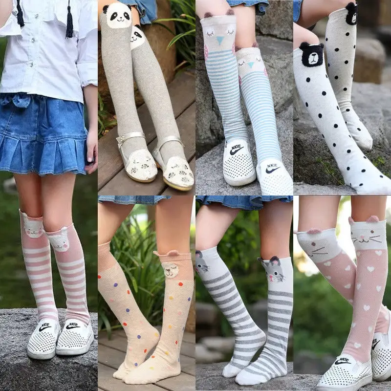 

3-12T Kids Baby Girls Stockings Cute Animal Cartoon Stockings Children Knee High Length cotton soft lovely princess stocking