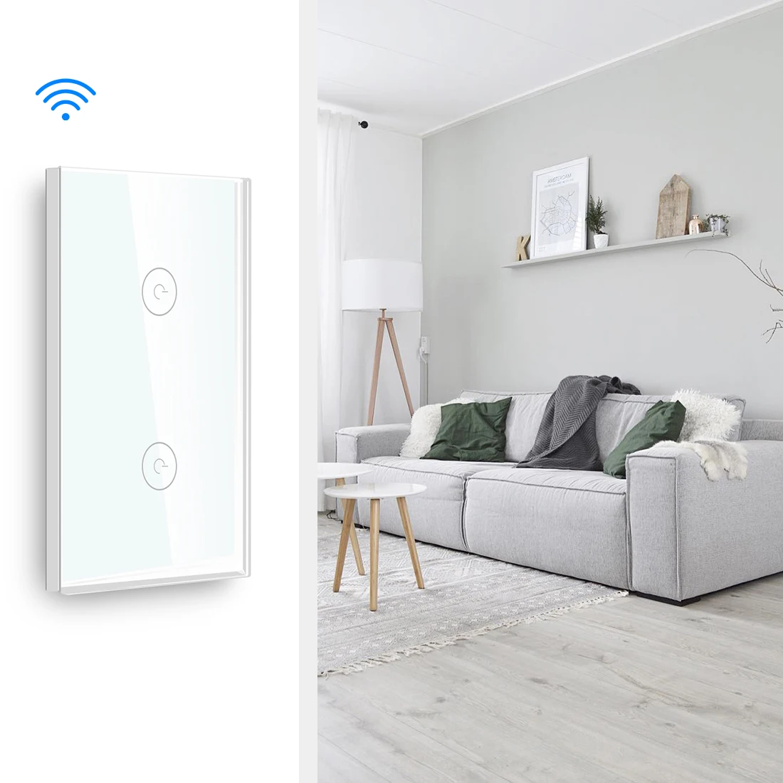 Сенсорный переключатель Wifi 2 банды 1 способ 118 серия смарт стеклянная настенная