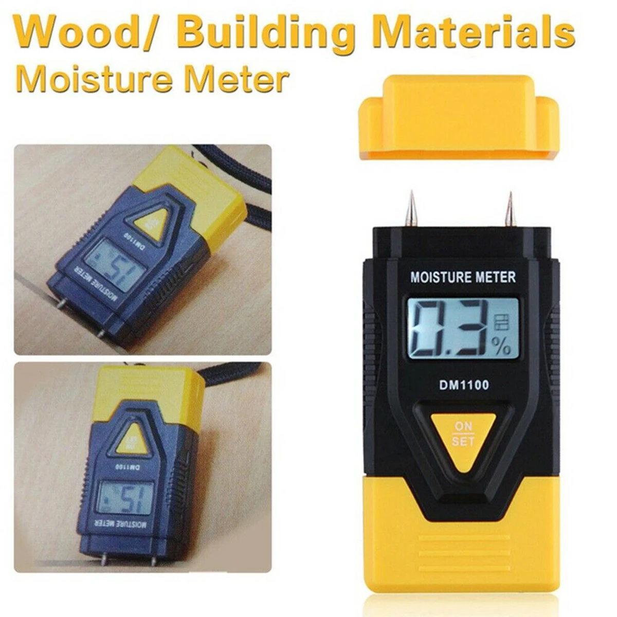 3-в-1 цифровые ЖК-дисплей влажной Измеритель влажности тестер для древесины Лесоматериалы штукатурка журналы термометр