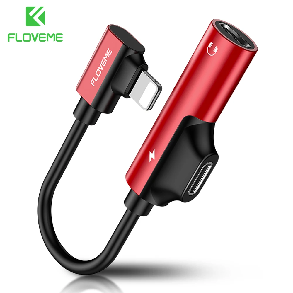 FLOVEME 2 in 1 For Lightning to 3.5mm Audio Adapter Jack Charging Converter iPhone 7 8 X Cable Splitter Headphone USB Adapte | Мобильные