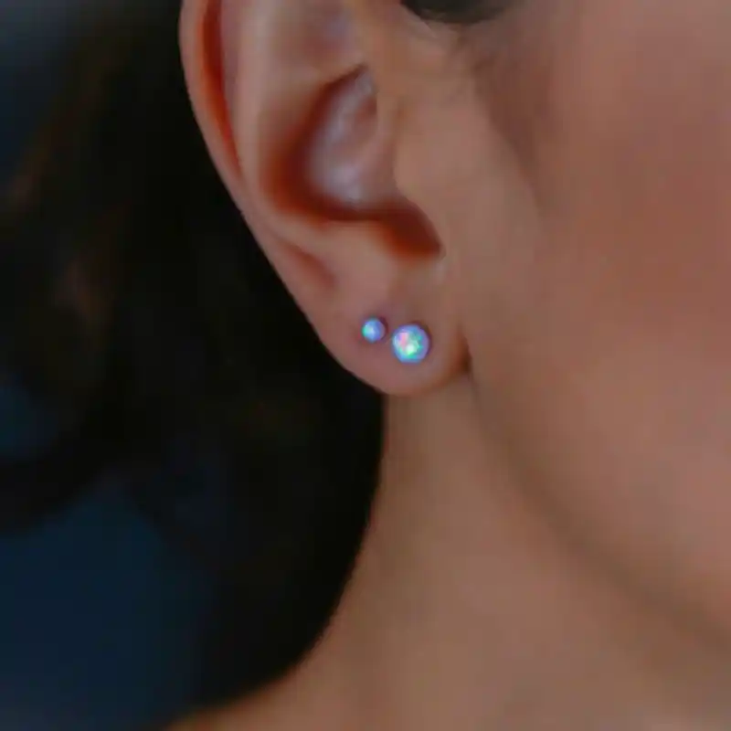 Опал серьги-гвоздики с драгоценными камнями серьги 1 пара круглый шар 4 мм 8 мм 10 мм простые роскошные серьги для женщин Свадебная вечеринка П...