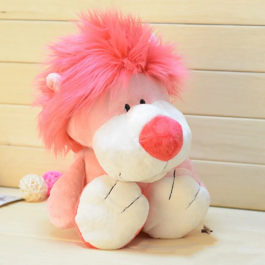 22cm 35cm Pink Lion Plush Dolls Stuffed Toys For Children Baby Catoon Film Anime Lovely Doll Lion Model Hold Pillow Kids Gift