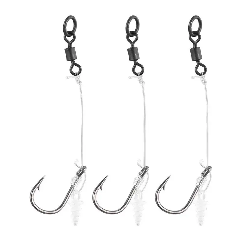 

3pcs/set Carp Fishing Hook Link Group Ready Made Hair Rig Tied-up Fishhook for Sea Fishing Tackle with Iron Ring