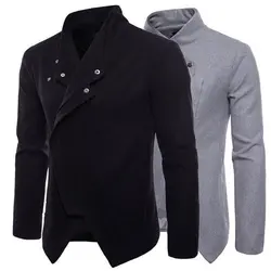 Новый Мужская мода куртки воротник Тонкий кожаная куртка Пальто Верхняя одежда; куртки воротник