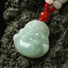 Natural Burma jade pendant 100% Hand Carved Jade Buddha Maitreya Buddha Pendant Necklace natural red stone hand carved pendants red jade sweater chain buddha pendant chinese style necklace jewelry collection of gifts
