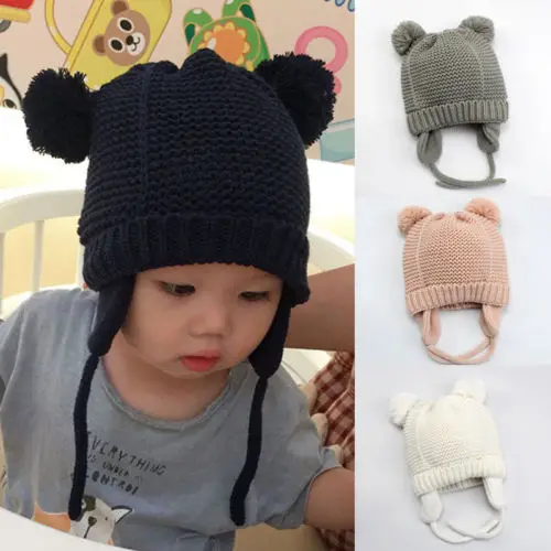 Kids Baby Boys Girl Soft Cotton Knitted Beanies Caps Hat Girls Boys