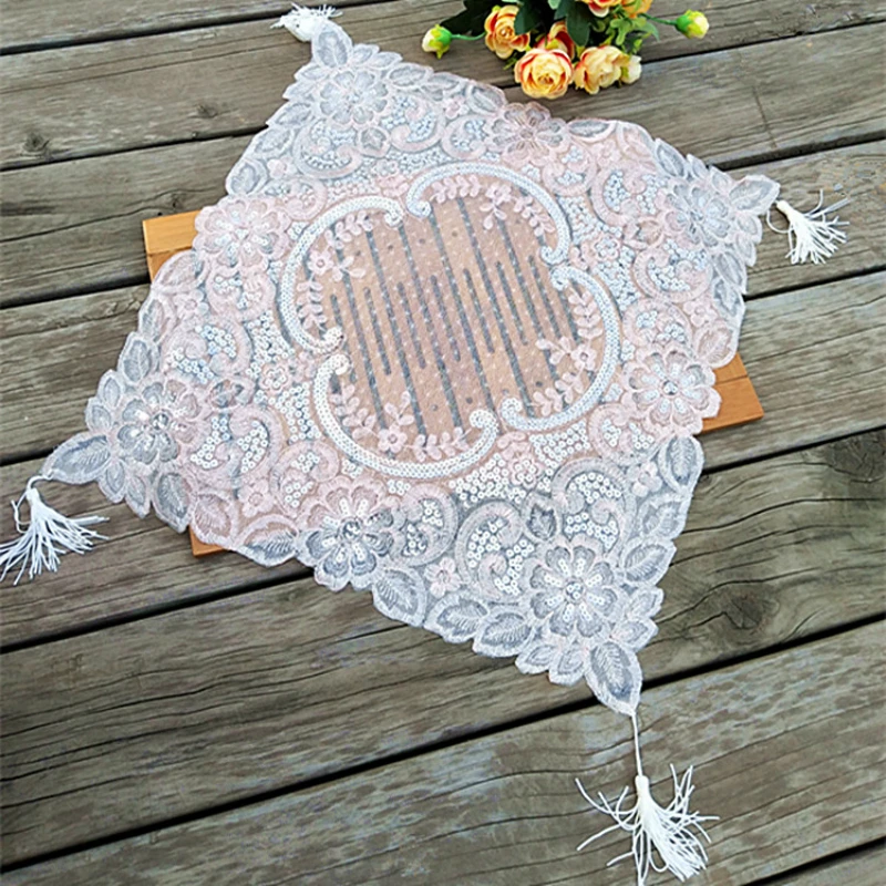 

Fashion Floral Sequin Tassel Christmas Tablecloth Transparent Mantel Navidad Dinning Table Cover Mat Wedding Decor T055