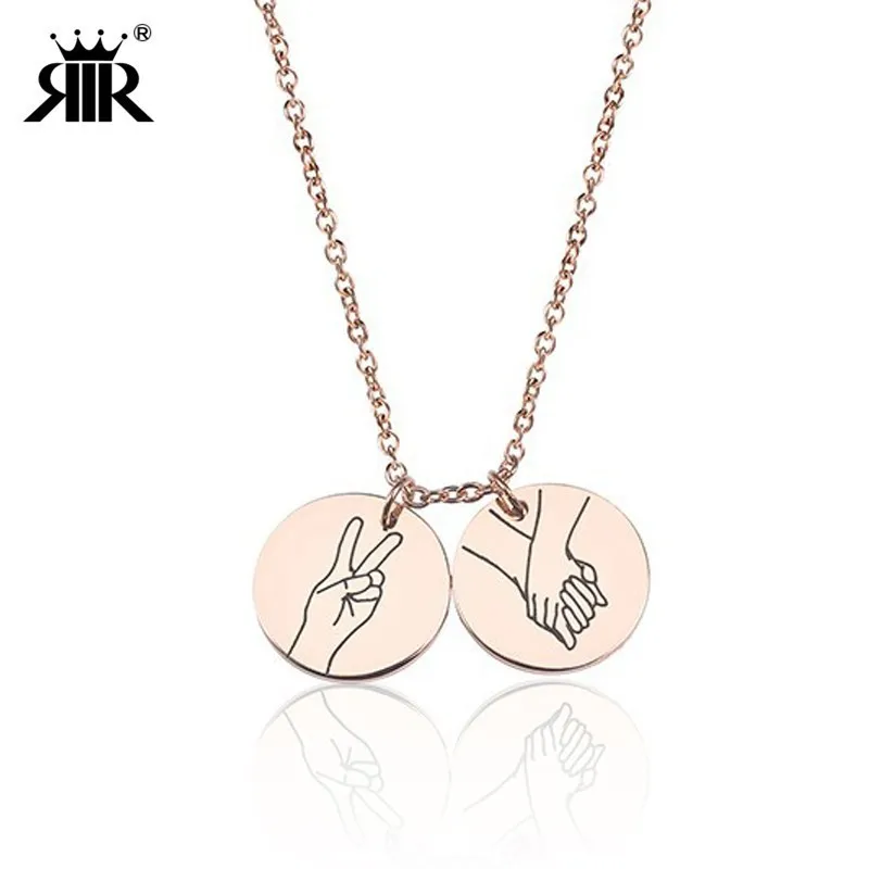 RIR Personalized Best Friends Pendant Necklace Custom Coin BFF Funny
