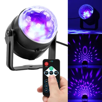 

UV 3W LED Crystal Magic Ball Stage Lamp Disco Ball Party Strobe Light Disco Lights Sound Activated With Remote Control