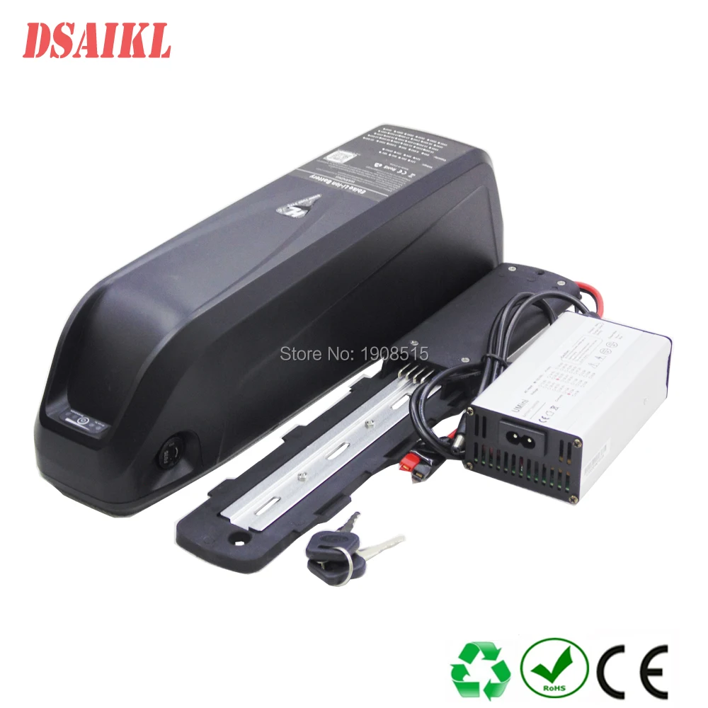 

New hailong plus frame ebike battery 48V 17.5Ah lithium battery pack use 13S5P sanyo GA power cells with 54.6V 3A charger