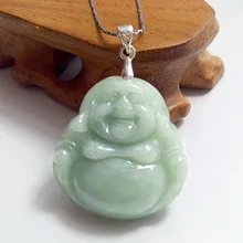 Fashion Burma Jade Cargo A Laughing Buddha pendant natural jade carved Buddha pendant jewelry Free shipping Fashion Burma Jade Cargo A Laughing Buddha pendant natural jade carved Buddha pendant jewelry Free shipping