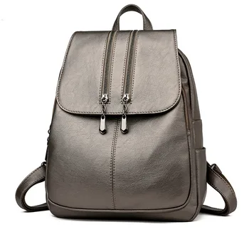 

2019 Casual Zipper Women Backpack Female Large Capacity School Bag for Girl Leather Shoulder Bag for Women Backpack School Bags
