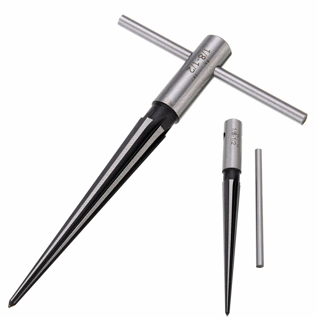 

1pc 3-13mm Bridge Pin Hole Handheld Reamer T Handle Tapered 6 Flutes Chamfer Reaming Woodworking Cutting Tool Core Drill Bit