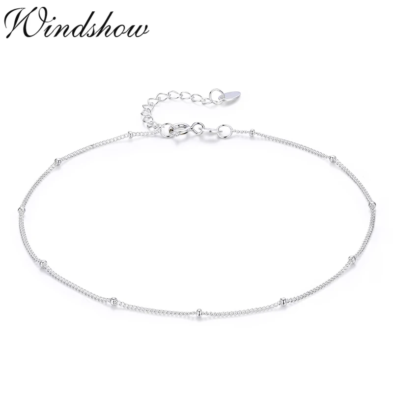 Slim Pure Real 925 Sterling Silver Thin Beads Curb Chain Bracelet Slim Pure Real 925 Sterling Silver Thin