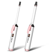 Электрические щипцы для завивки волос Керамика вращения Curl палочка с ЖК-дисплей Экран дисплея 17-регулируемый уровень Температура спираль дома