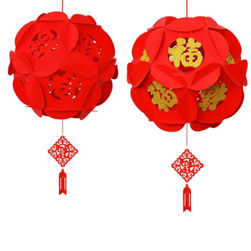 

New Year Lucky Character Silky Ball Craftwork Thickened Non-woven Blessing Decoration Pendant Christmas Chinese Spring Festival