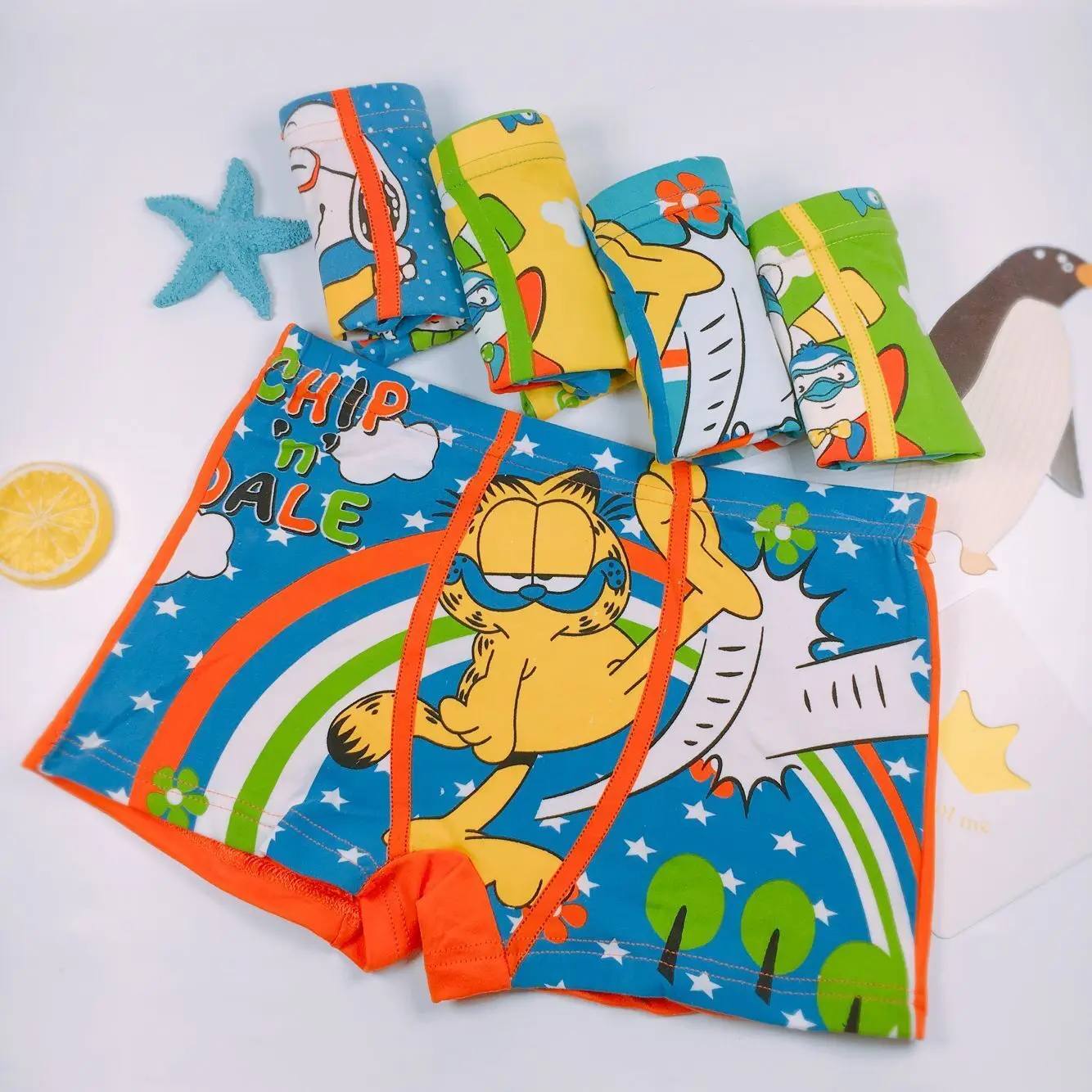 

5pcs/lot Kids Boys Underwear Cartoon Garfield Cat Children's Shorts Panties for Baby Boy Boxers Panty Teenager Underpants 2-10T