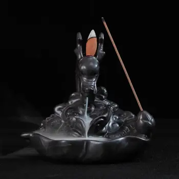 

Dragon Ceramic Backflow Incense Burner Lotus Flower Smoke Waterfall Incense Holder Chinese Dragon Incense Crafts Gifts Box