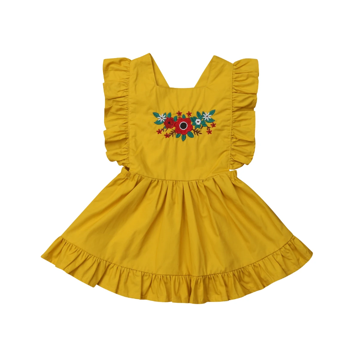 

Kids Toddler Baby Girls Embroidery Floral Ruffle Dress Sleeveless Backless Tutu Party Pageant Princess Dresses Sundress