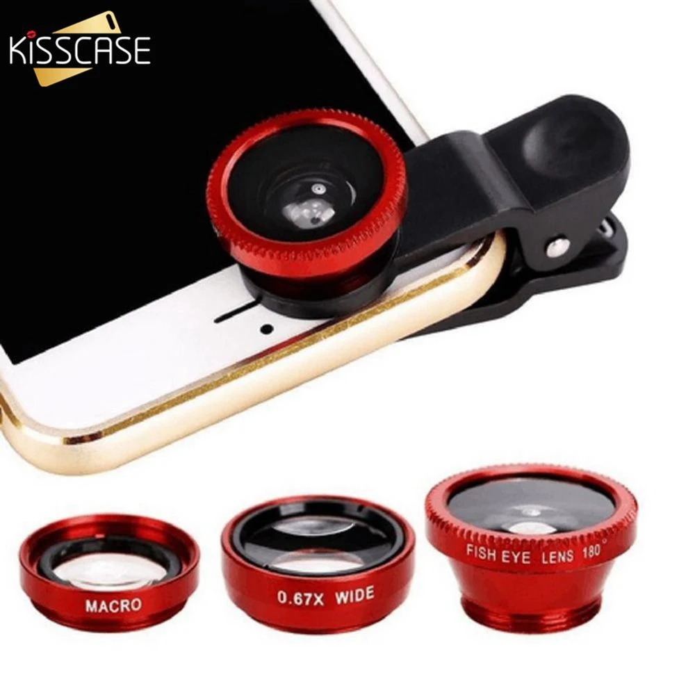 

KISSCASE Universal Fisheye Lens 3 in1 Macro Fish eye 0.67x wide angle Lens for iPhone Samsung Huawei xiaomi Macro Lenses Phone