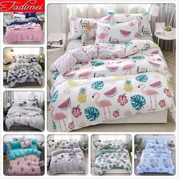 

Flamingo Pattern Creative Duvet Cover 3/4 Pcs Bedding Set Adult Kids Soft Cotton Bed Linen Single Full Queen King Size Bedspread