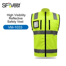 SFVest высокая видимость светоотражающий защитный жилет отражающий жилет Мульти Карманы Спецодежда Предупреждение спасательный жилет
