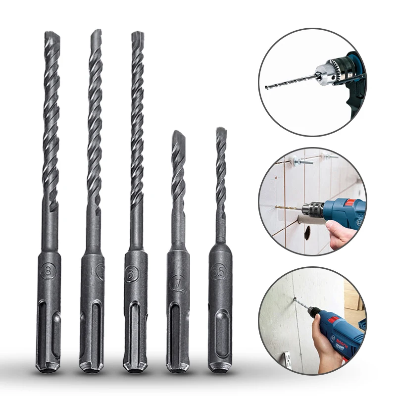 

5pcs 5.5mm-8mm Drill Bit Set SDS-Plus High Stainless Steel Metal Drilling Tool With Box Drill Bit Tap Suitable for cement stone