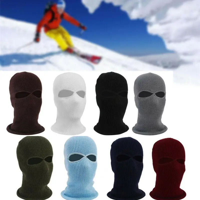 

Hot Knit 2 Holes Ski Mask Hat Full Face Shield Beanie Cap Winter Warm