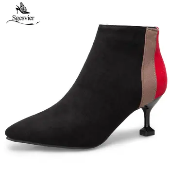 

Sgesvier Botas Mujer 2018 Newest Mixed Color Ankle Boots Women Thin High Heels Chelsea Ladies Patchwork Winter Martin Botas