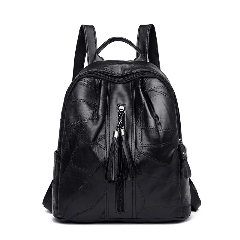  Witfox genuine leather Preppy Style Backpack for college school bag pack carry book package tassel  - 33012101868