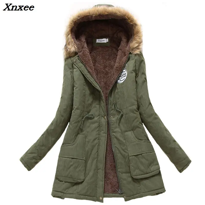 

2018 winter jacket women wadded jacket female outerwear slim winter hooded coat long cotton padded fur collar parkas