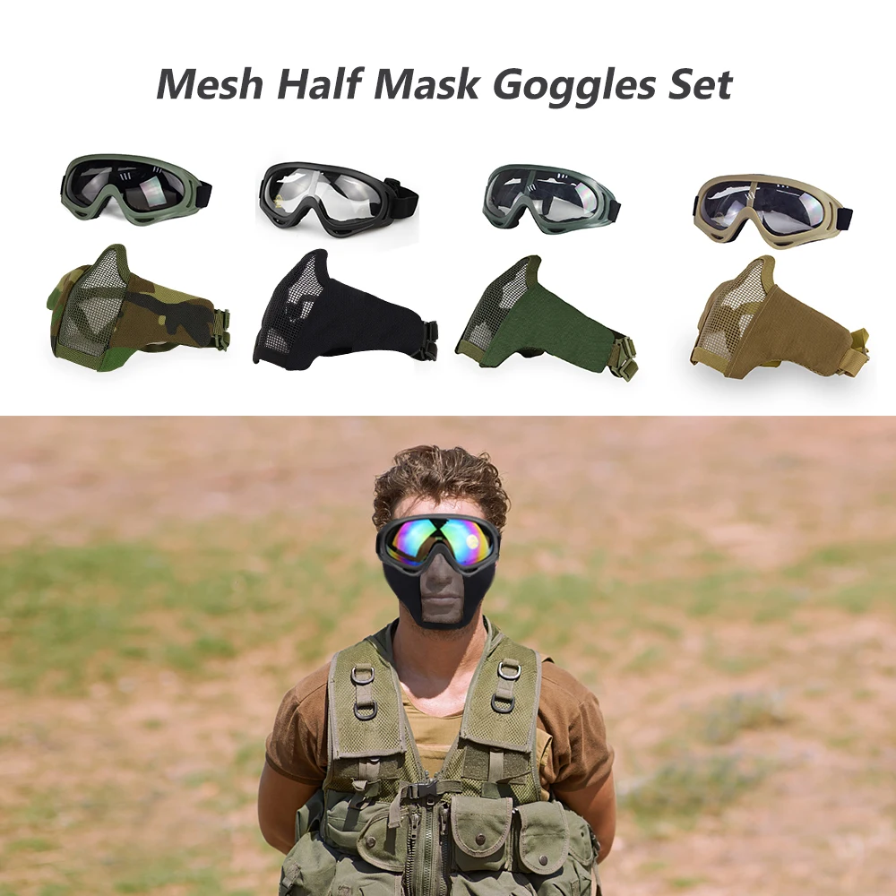 Buy Foldable Mesh Face Mask Goggles Set Protective