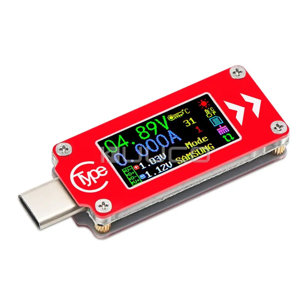 USB тестер Type C цветной ЖК дисплей мультиметр Многофункциональный Амперметр