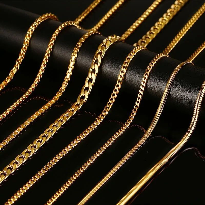 

Vnox 24inch Long Chain Necklace With "K18" Stamp Snake Necklace Stainless Steel Gold-color