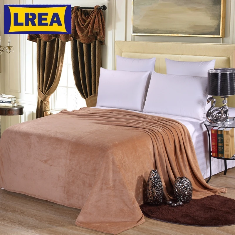 Home textile 180x200 light tan blanket summer solid color super warm