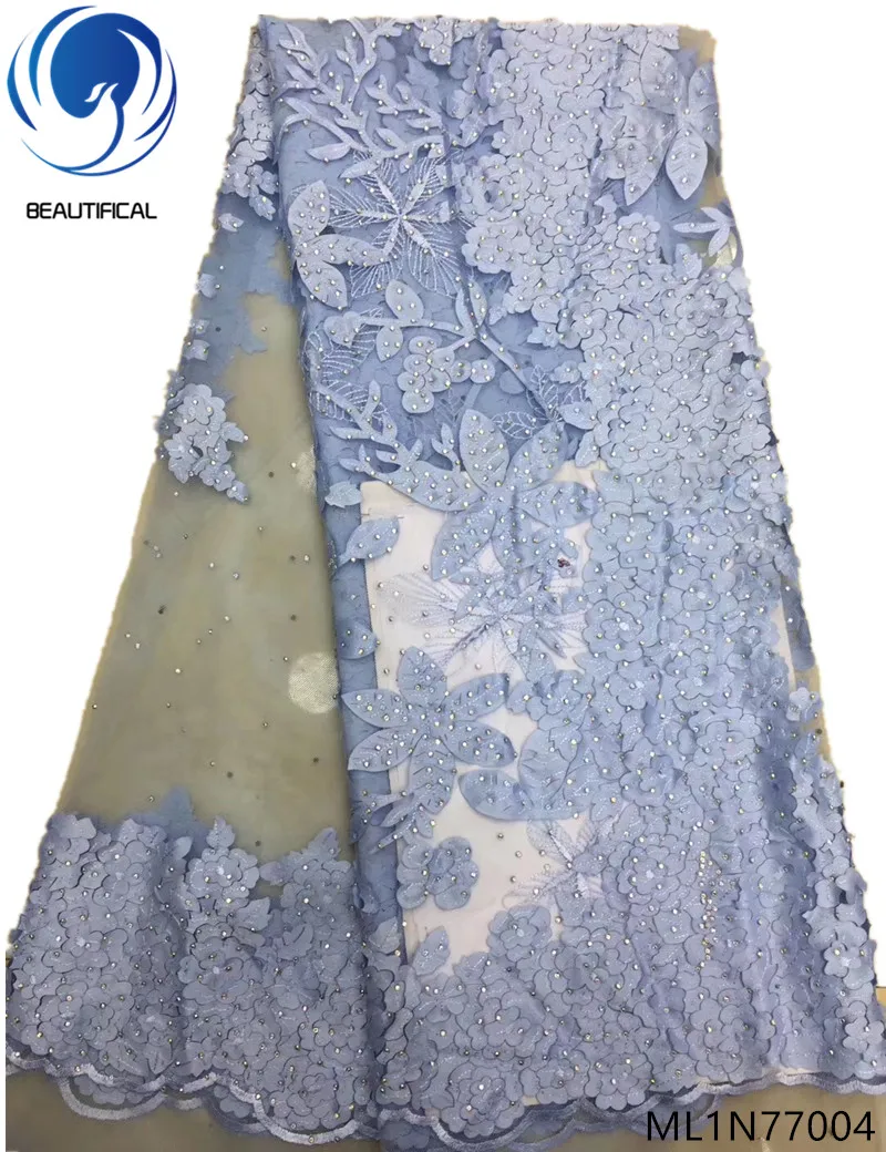 

Beautifical french tulle laces fabrics with rhinestones 2019 african laces fabric net lace for women dresses 5yards/lot ML1N770