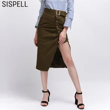 SISPELL элегантная одежда для женщин юбка пояса Высокая талия однобортная женская Юбка-миди сексуальная сплит нерегулярная Мода Новинка