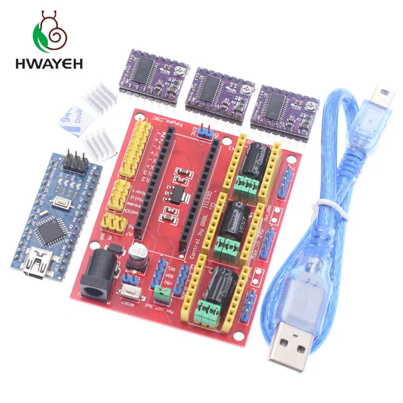 CNC shield V4 engraving machine 3D Printer+3pcs DRV8825 driver expansion board For Arduino NANO V3. 0 with USB cable nano 3.0 CNC shield V4 engraving machine 3D Printer+3pcs DRV8825 driver expansion board For Arduino NANO V3. 0 with USB cable nano 3.0