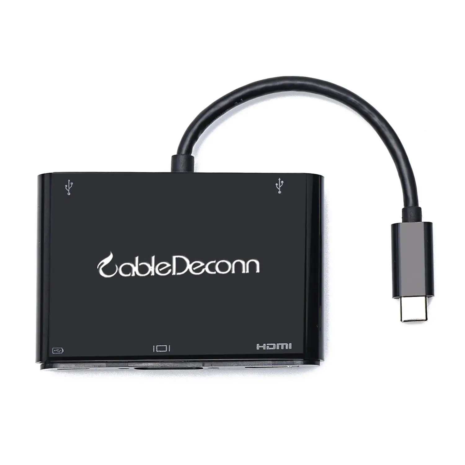 

CableDeconn USB-C HUB Multiport 5in1 3.1 Type-C to HDMI+VGA+Type C+2Hub USB-C Female Charger Cable Adapter Converter for 2017