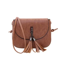 Винтажная Женская мини-сумка с кисточками, кожаная сумка, модная, одноцветная, с клапаном, на застежке, сумка-тоут, клатч, через плечо, сумка через плечо, женская сумка