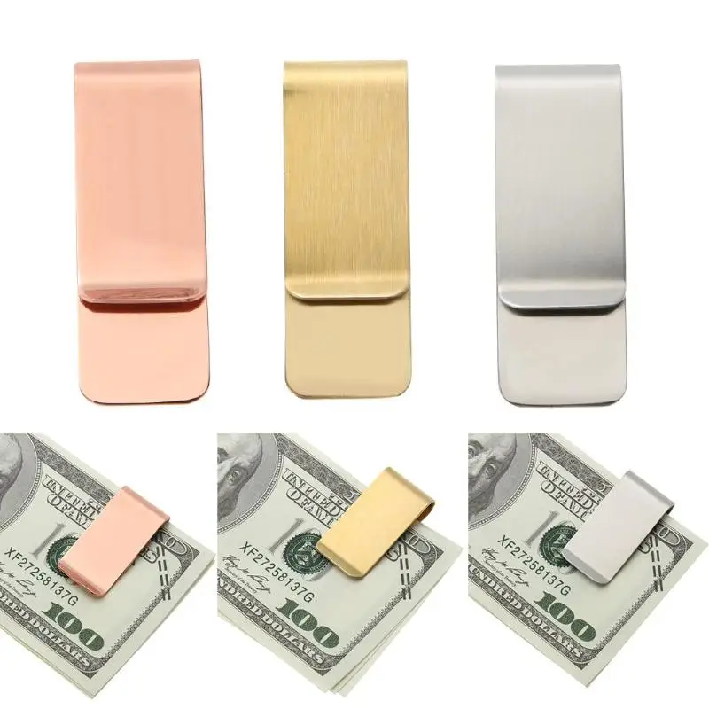 

2019 Metal Stainless Steel Money Clips Wallet Folder Clip Collar Wallet Cash ID Credit Card Money Holder Bill Clip three color