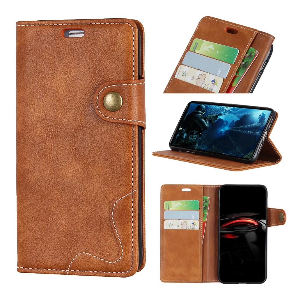 

For Asus Zenfone Max Pro M2 ZB631KL Case Magnetic Buckle Retro Wallet Flip Stand Card Slot PU Leather Cover For Asus ZB631KL