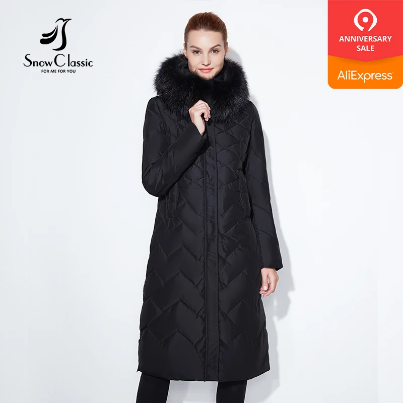 SnowClassic Жeнскaя зимняя кyрткa Куртка женская утепленная Толстая парка лисы верхняя