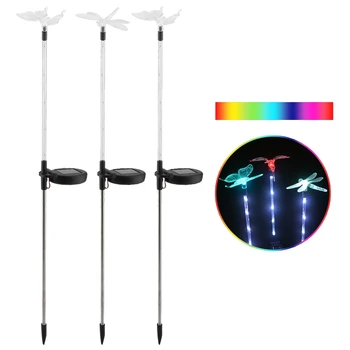 

3pcs Color-Changing LED Garden Solar Light Outdoor Waterproof Dragonfly/Butterfly/Bird Solar LED for Garden Decoration Path Lamp