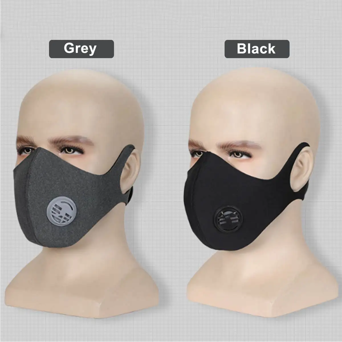 

PM2.5 Black/ Grey Workout Fitness Mask Anti-fog Dust Proof Mask Respirator Running Filtered Activated Carbon Free Size