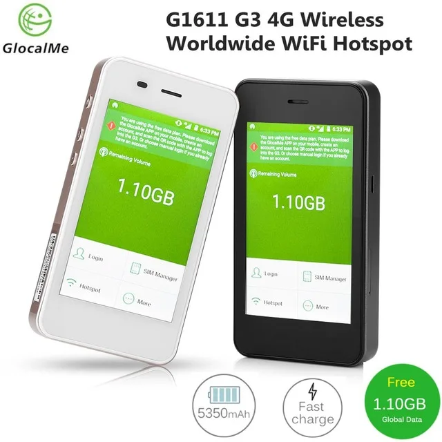

GlocalMe G1611 G3 4G Wireless Global WiFi Router Data Terminal Worldwide High-speed WiFi Hotspot Fast Network Free Roaming